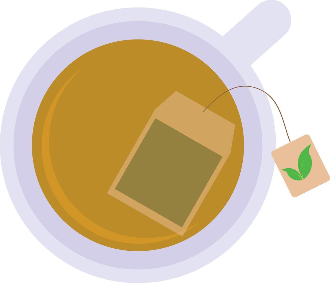 chá saco verde chá, quente Saquinho de chá verde chá e xícara, plano Projeto vetor ilustração