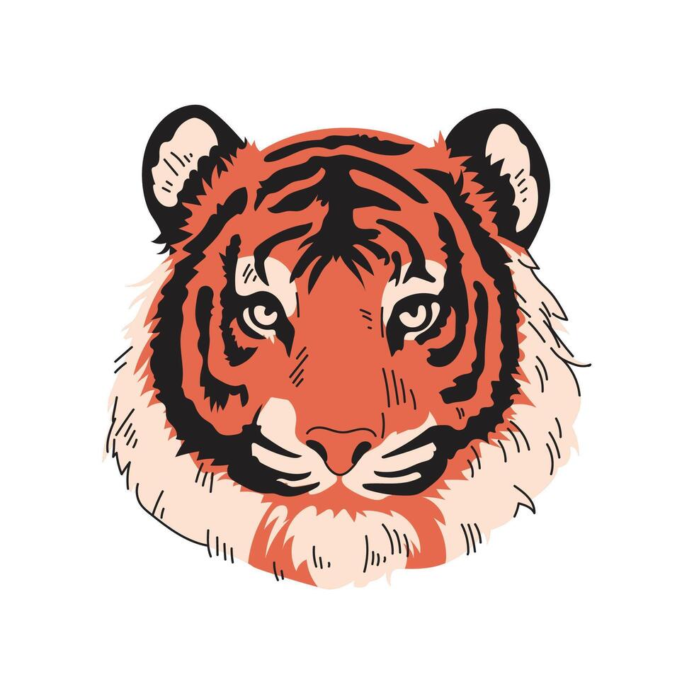 tigre cabeça conceito desenhado à mão vetor