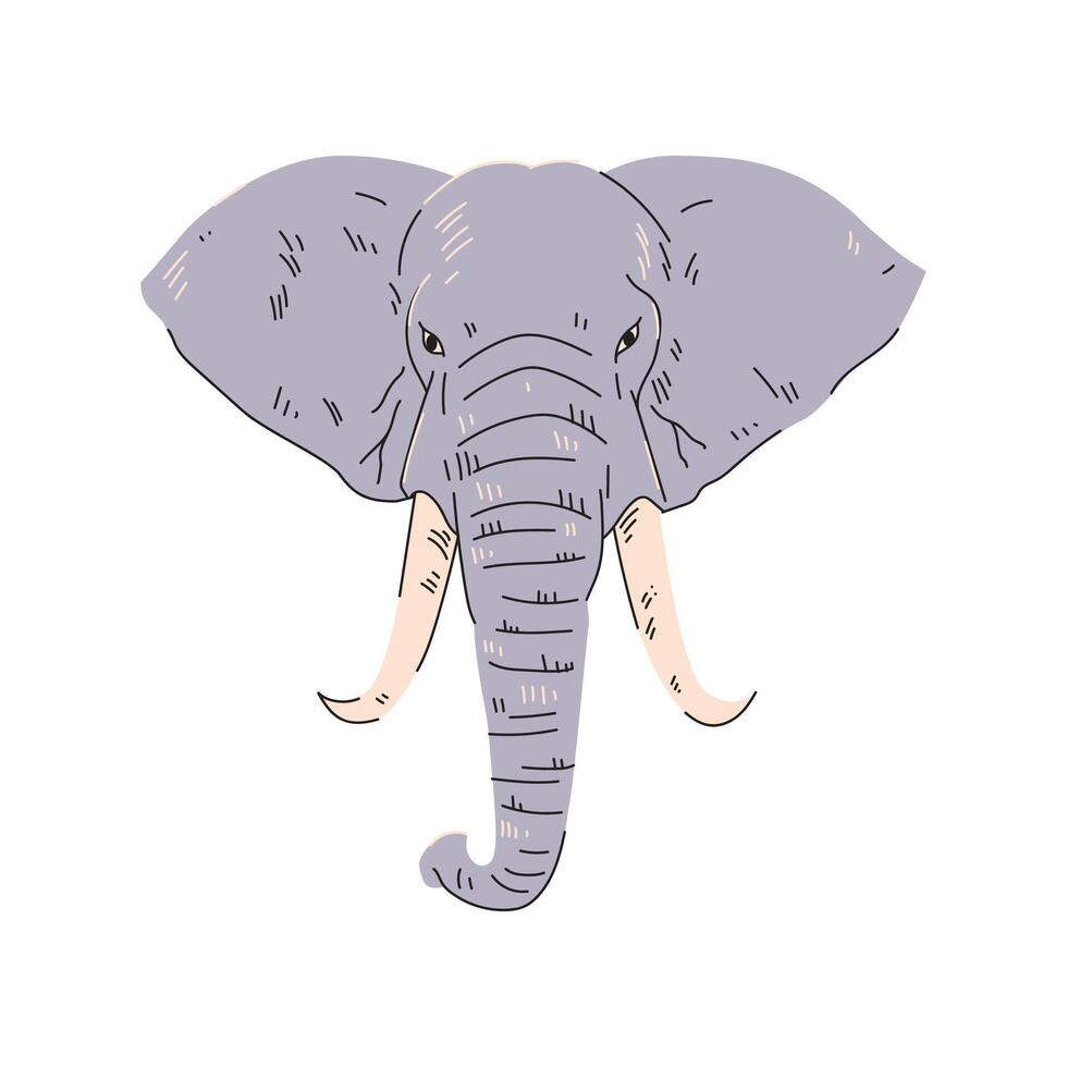 elefante cabeça plano grampo arte vetor