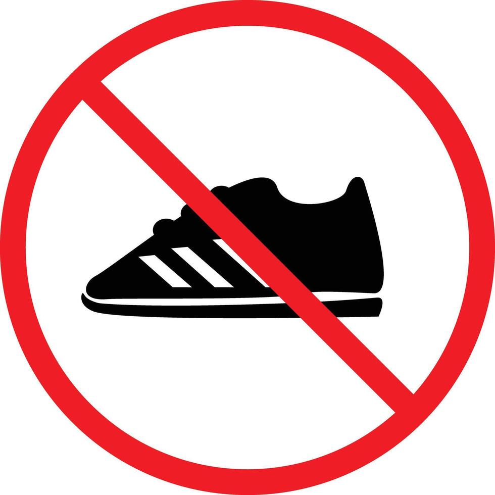 não sapatos ícone. Proibido sapatos placa . não tênis símbolo. plano estilo. vetor
