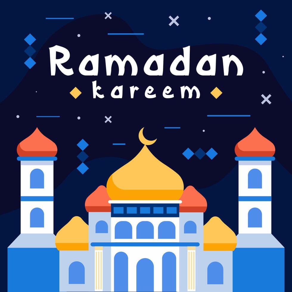 plano Projeto Ramadã kareem ilustração com mesquita vetor