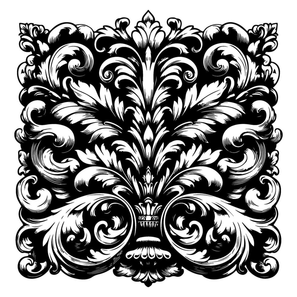 ai gerado mão desenhado Preto linha vintage esculpido caligráfico redemoinhos, Distintivos. cantos decorativo ornamentado floresce elementos fronteira quadro, Armação vetor