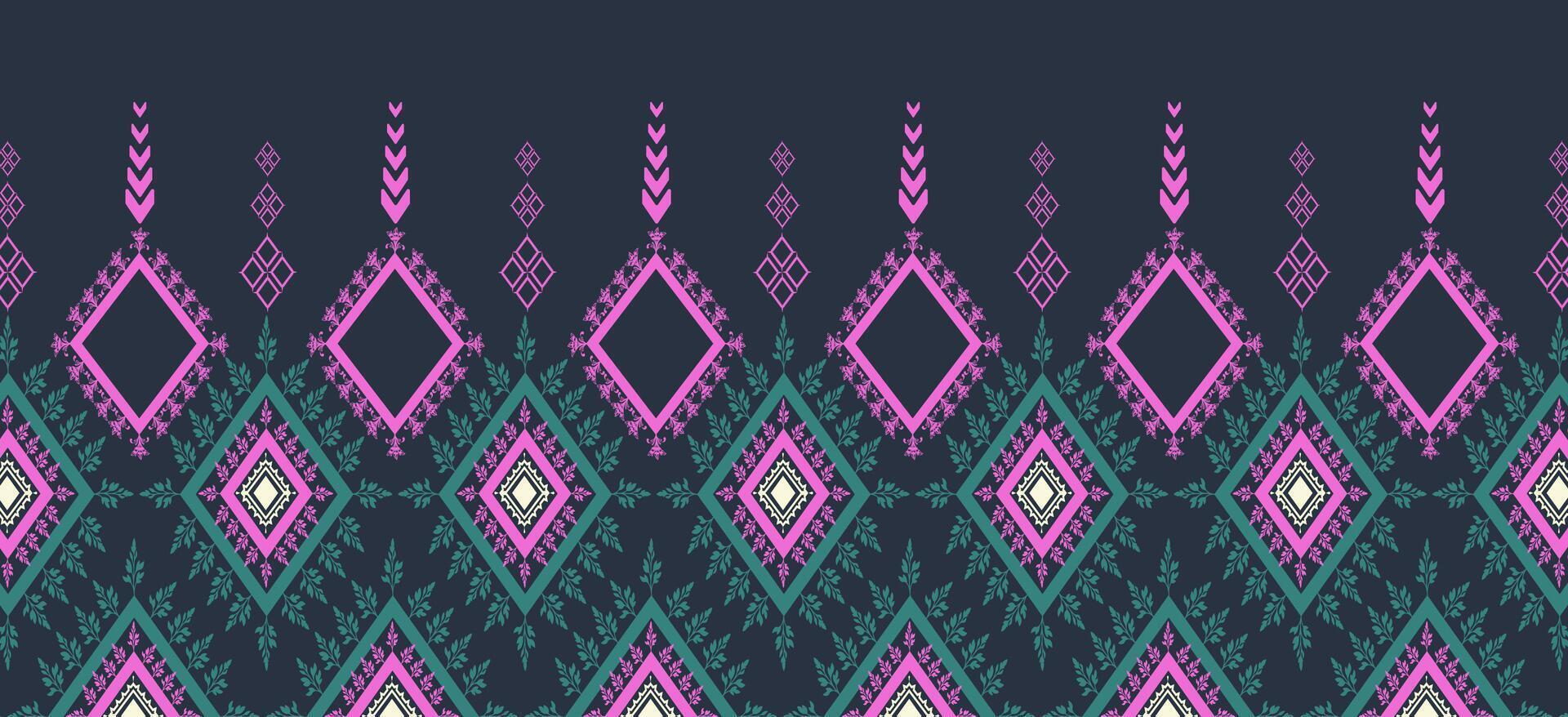 tribal tradicional tecido batik étnico. ikat floral desatado padronizar folhas geométrico recorrente vetor Projeto para papel de parede, invólucro, moda, tapete, roupas, casa decoração. vetor ilustração