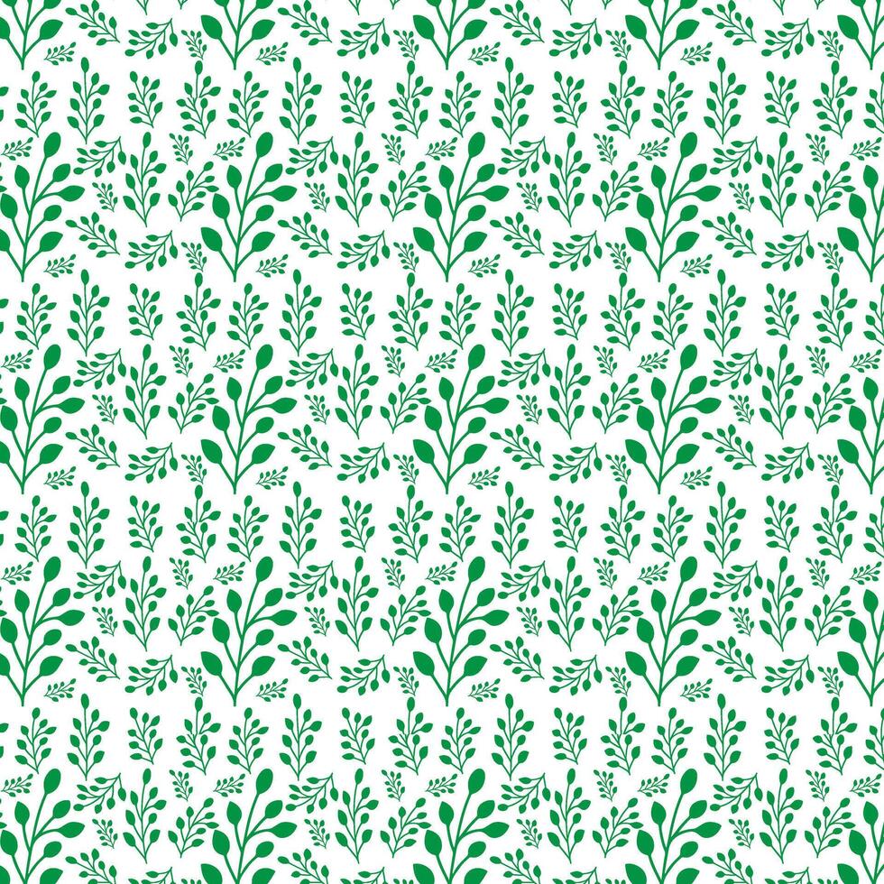 mão desenhar floral desatado padronizar do verde folhas Primavera Flor vetor Projeto em uma branco fundo