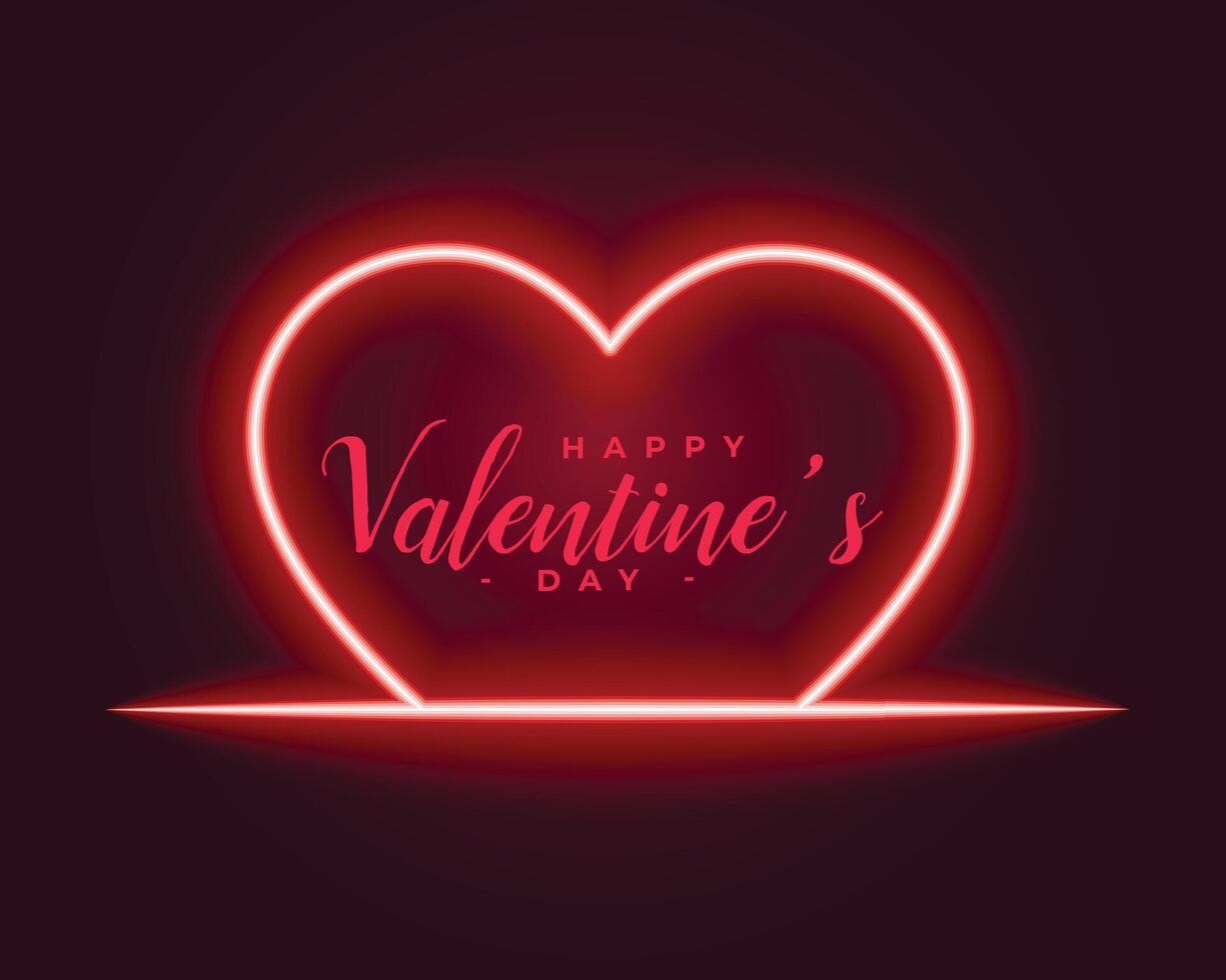 brilhando vermelho néon dia dos namorados dia adorável coração fundo vetor