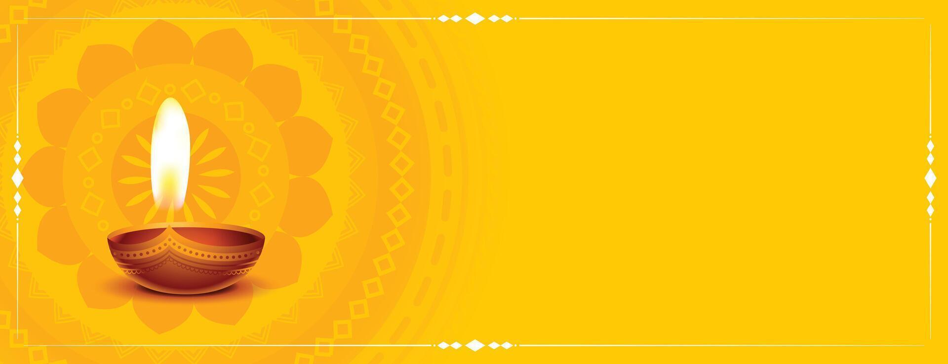 amarelo diwali bandeira com texto espaço vetor