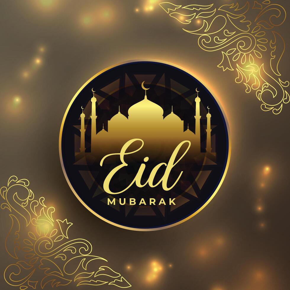 à moda eid Mubarak brilhante fundo com dourado mesquita vetor