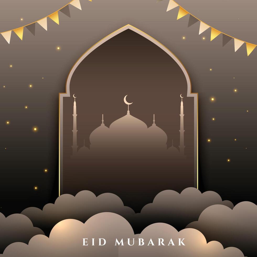 decorativo eid Mubarak religioso fundo com islâmico obra de arte vetor