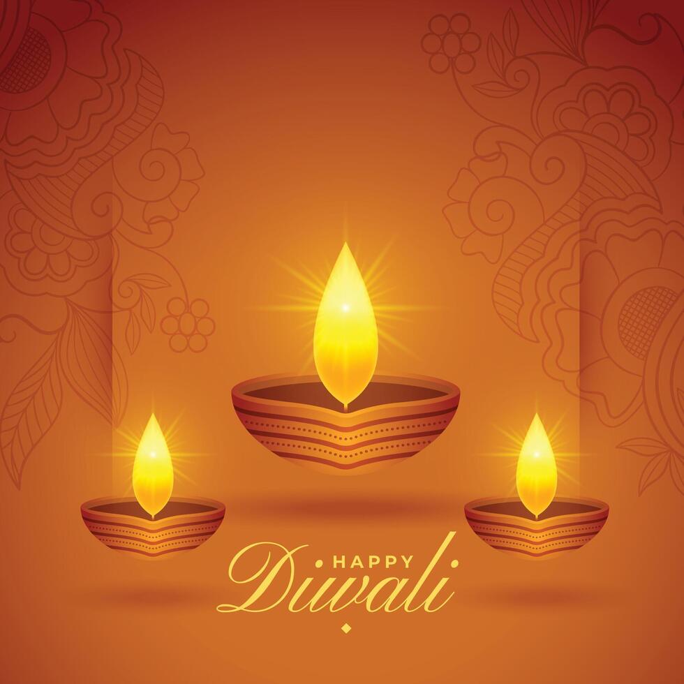 brilhando diwali óleo lâmpadas festival fundo vetor