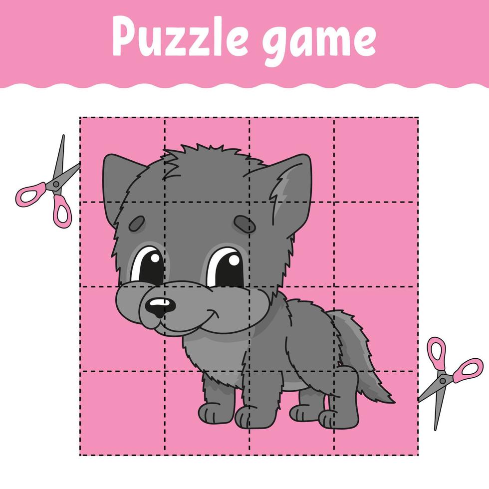 jogo de puzzle para crianças. planilha de desenvolvimento de educação. jogo de aprendizagem para crianças. página de atividades de cores. para criança. enigma para a pré-escola. ilustração vetorial isolada no estilo cartoon. vetor