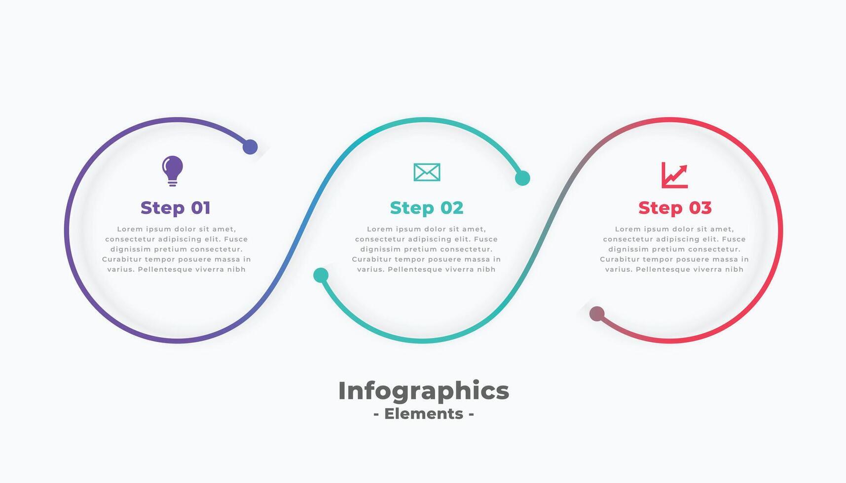 3 passos moderno circular conectando infográfico modelo vetor