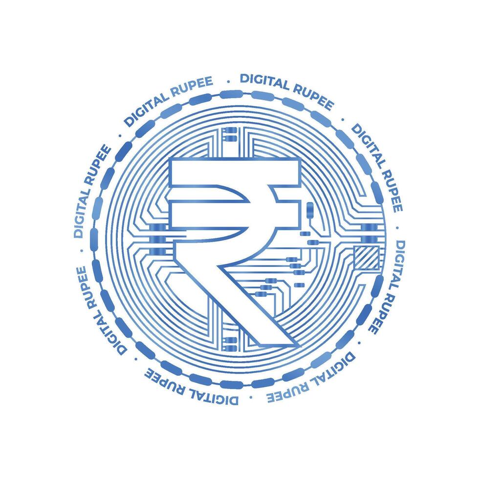 futurista digital rupia indiano moeda símbolo fundo vetor