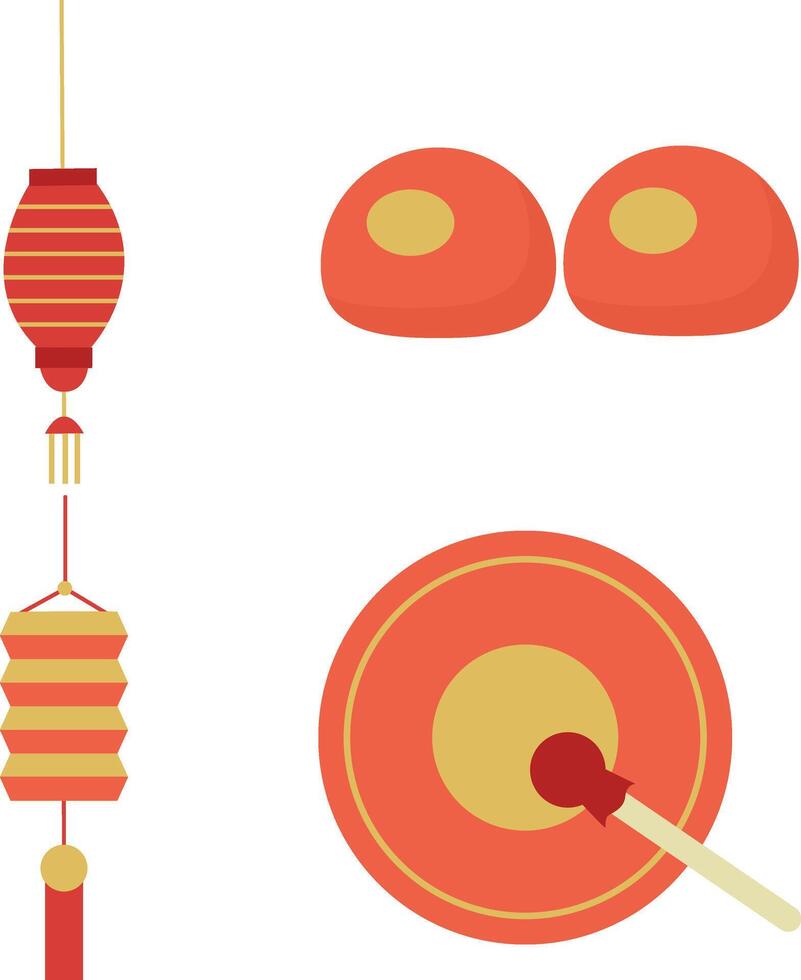 conjunto do fofa chinês Novo ano ícone. isolado vetor