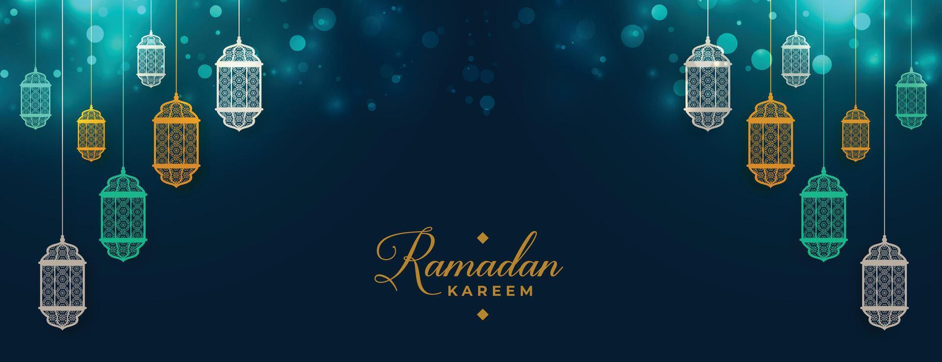 Ramadã kareem islâmico luminária decoração bandeira Projeto vetor