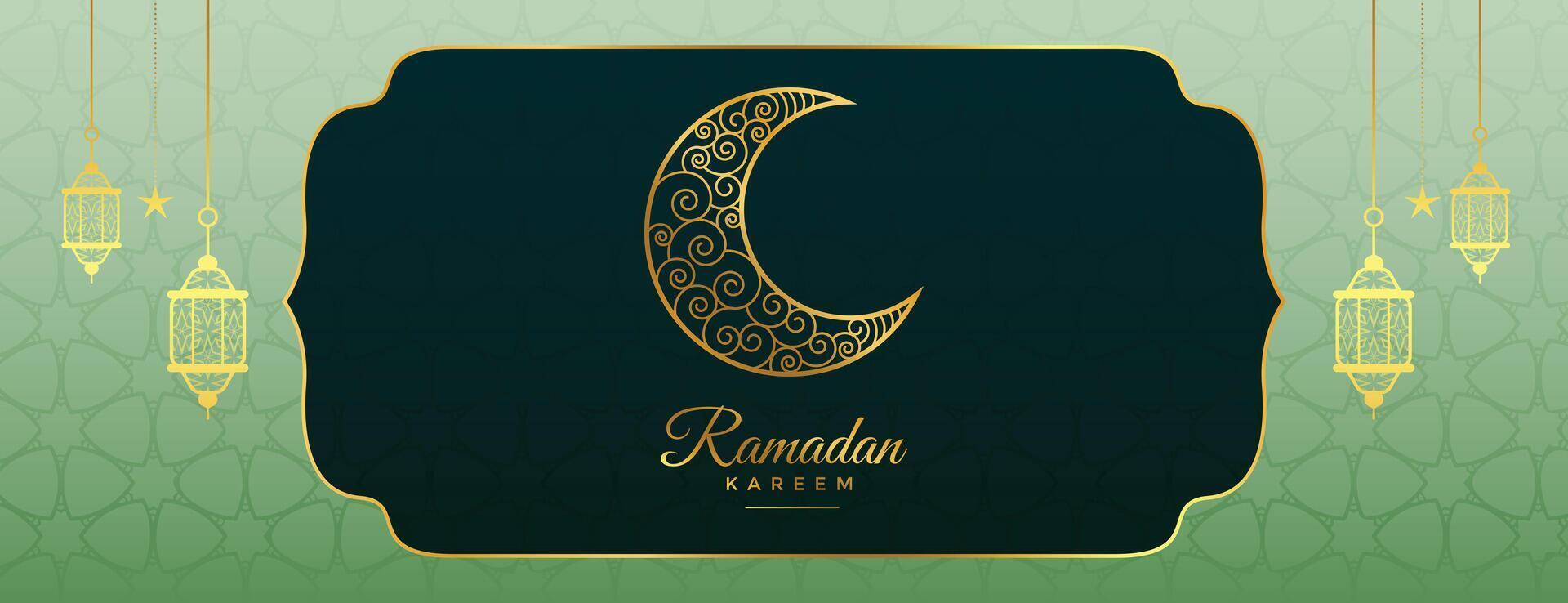 Ramadã kareem árabe decorativo bandeira dentro dourado tons vetor