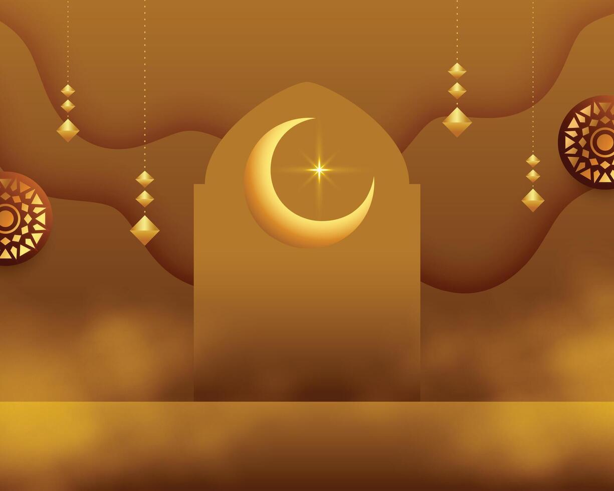 tradicional eid Mubarak festivo cartão com islâmico lua Projeto vetor