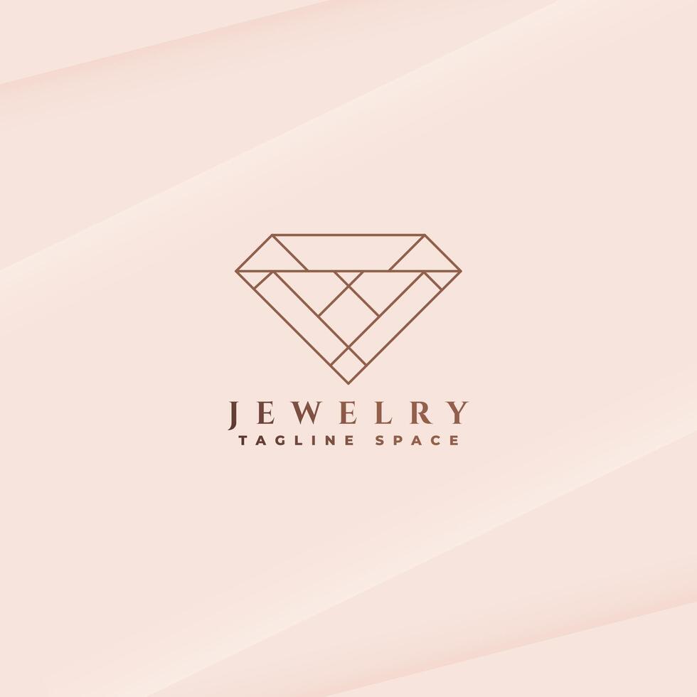 linha estilo joalheria logotipo modelo com diamante ícone mínimo Projeto vetor