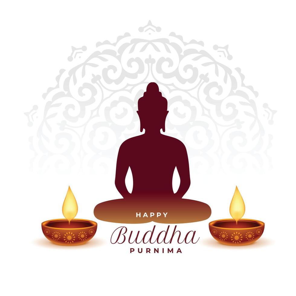 tradicional gautama Buda purnima fundo com brilhando diya vetor