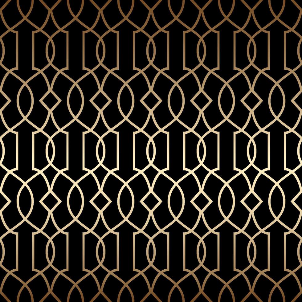 padrão linear sem costura art déco dourado, cores preto e dourado vetor