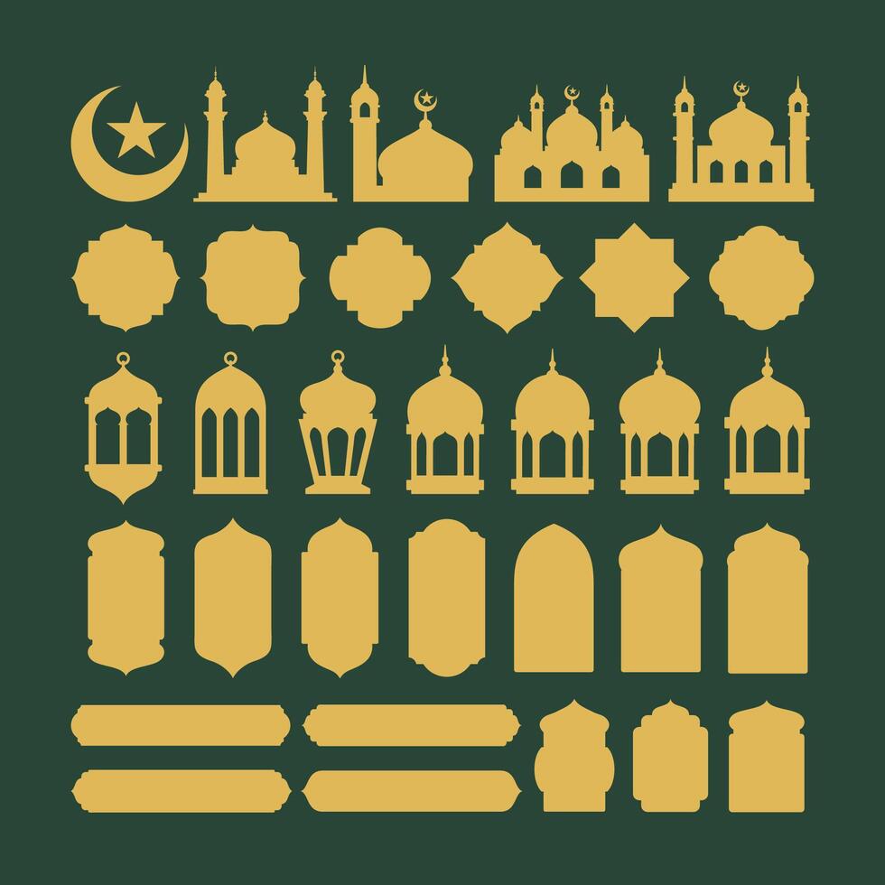 islâmico estilo fronteira e quadro, Armação Projeto. árabe Ramadã janelas enfeite decoração vintage. muçulmano tema. vetor
