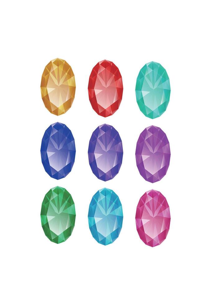 conjunto do isolado colorida oval gemas vetor