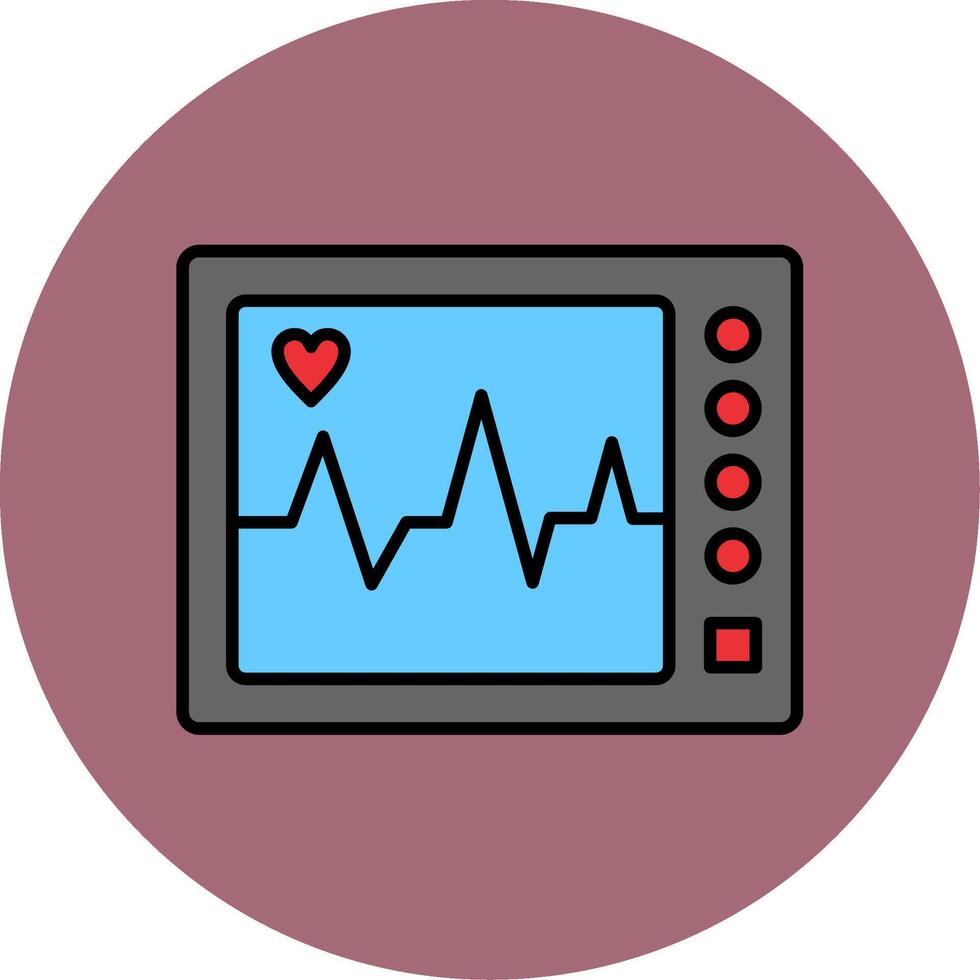 ecg máquina linha preenchidas multicor círculo ícone vetor