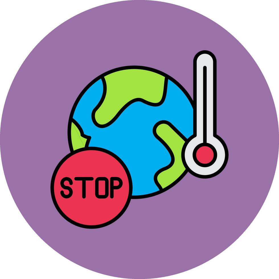 Pare global aquecimento linha preenchidas multicor círculo ícone vetor