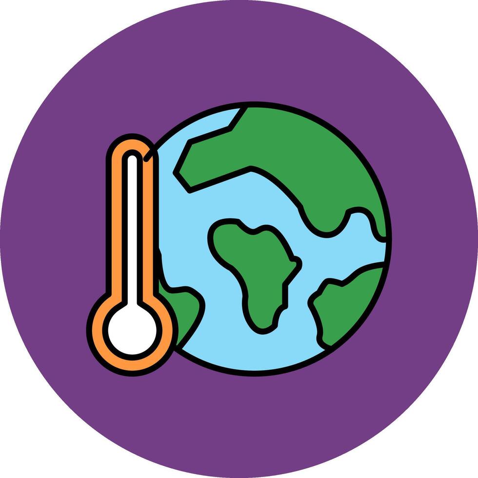 global aquecimento linha preenchidas multicor círculo ícone vetor