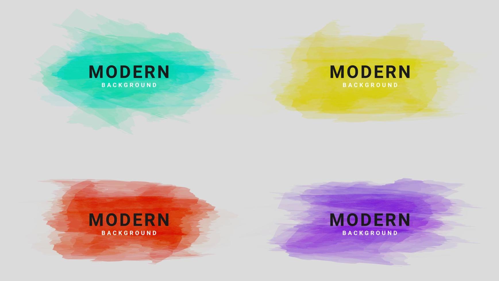 conjunto de modelo de design de moldura aquarela colorida moderna mínima vetor