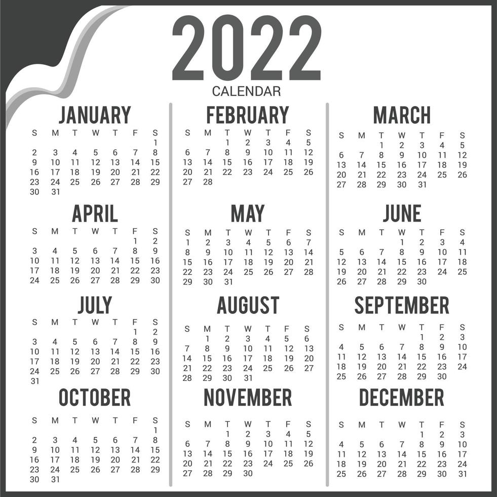 modelo de design de calendário de ano novo 2022 vetor