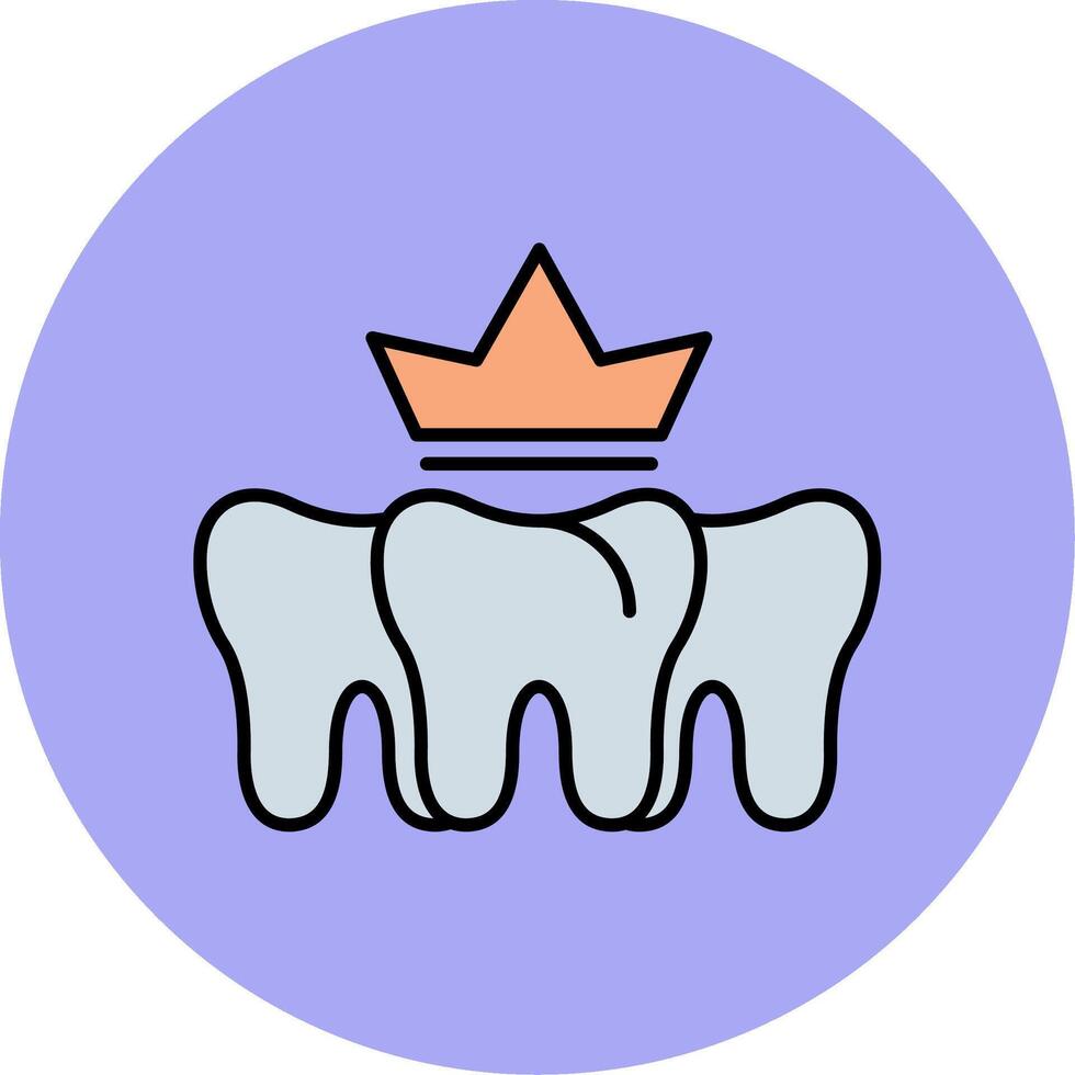 dental coroa linha preenchidas multicor círculo ícone vetor