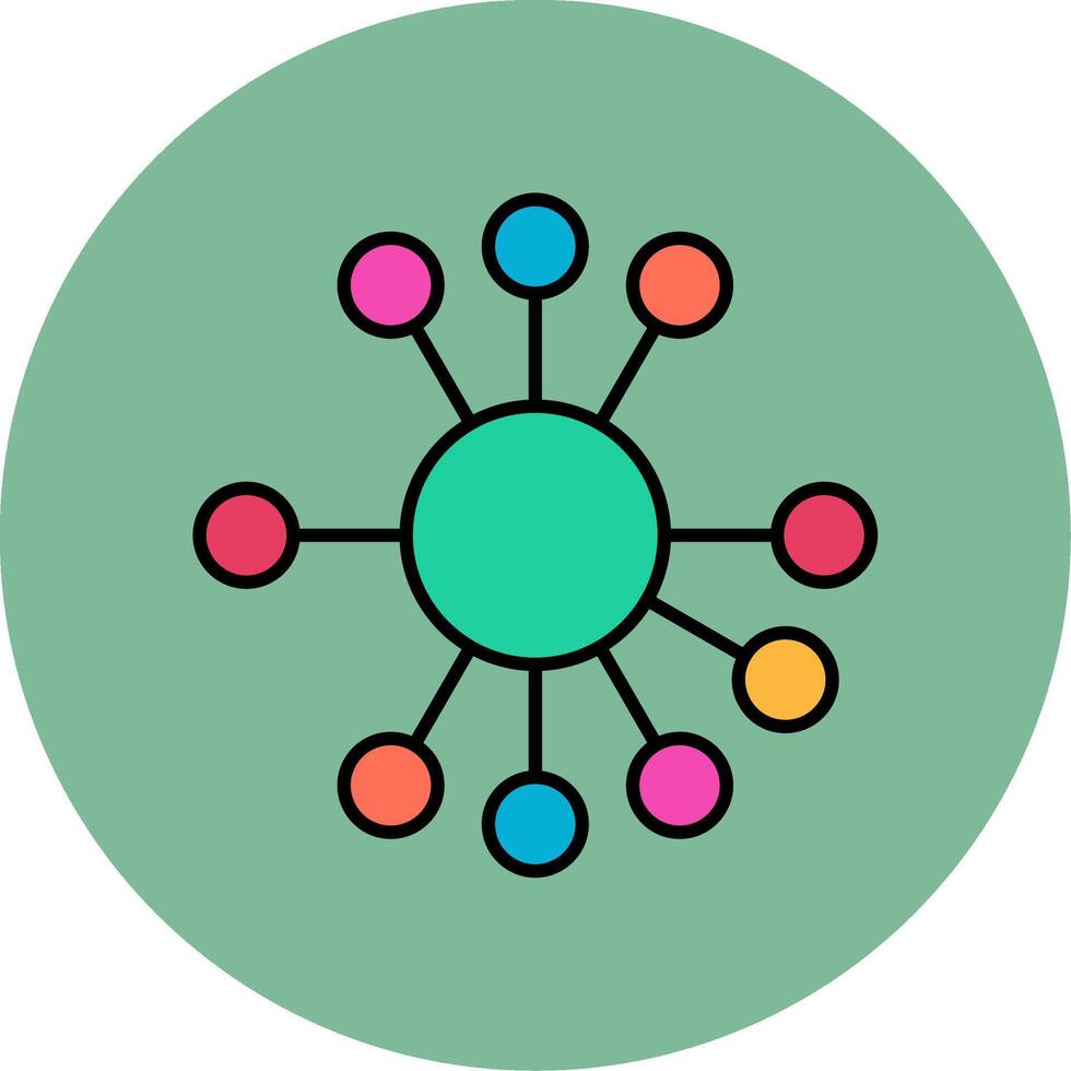 diagrama linha preenchidas multicor círculo ícone vetor