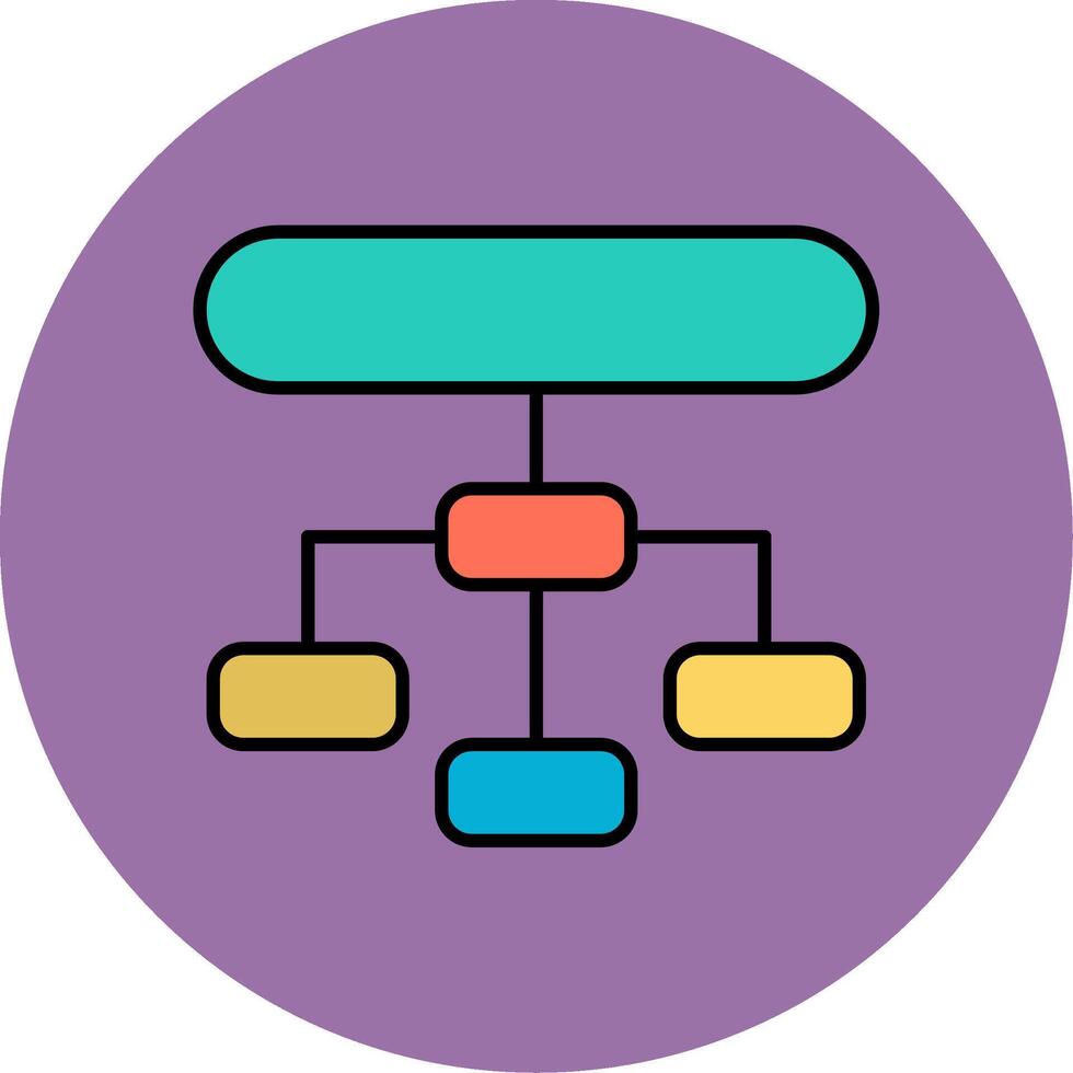 hierárquico estrutura linha preenchidas multicor círculo ícone vetor