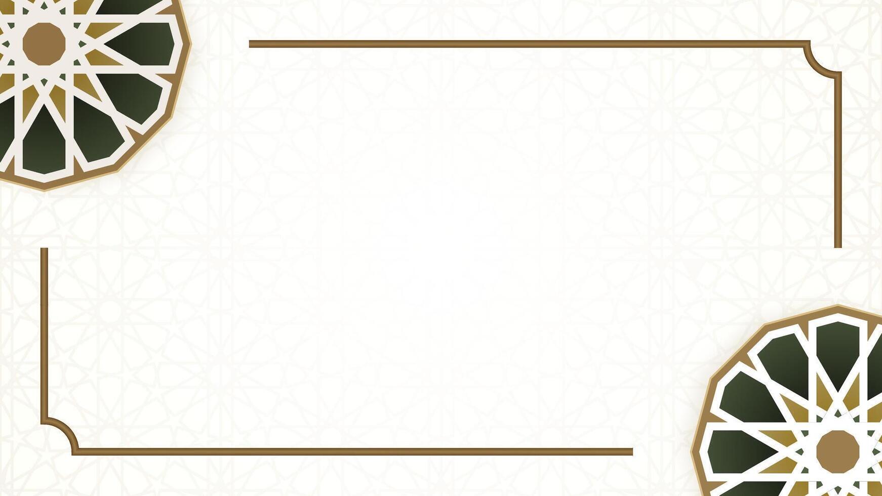 simples islâmico branco em branco horizontal vídeo fundo decorado com geométrico tradicional roseta forma e em linha reta linha quadro, Armação fronteira vetor