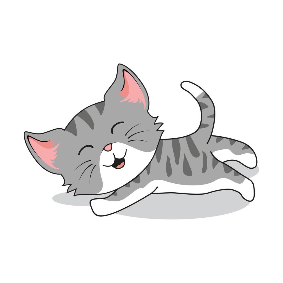 gato cinzento preguiçoso desenho animado isolado sono 3777949