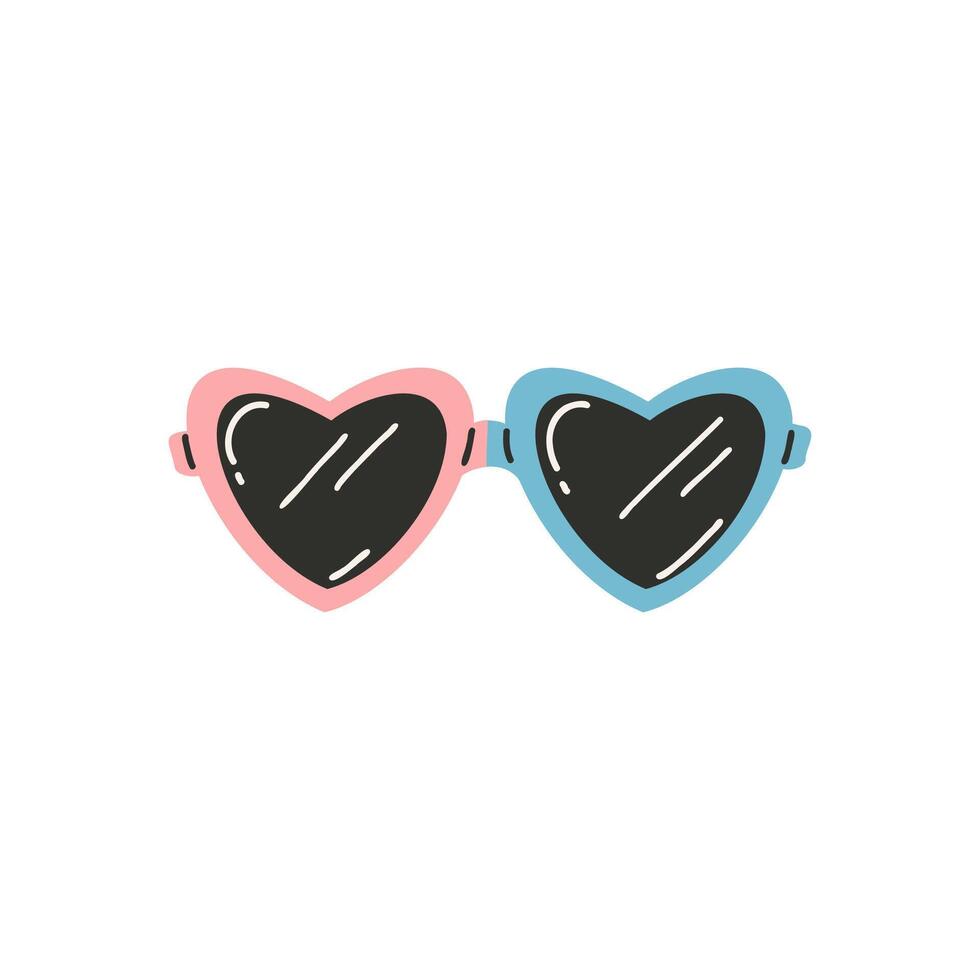 óculos dentro a forma do uma coração. símbolo do amor, romance. Projeto para dia dos namorados dia. vetor
