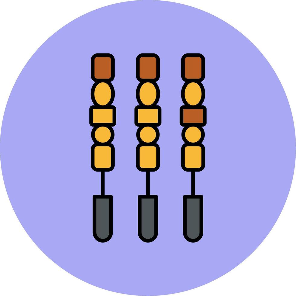 churrasco bastão linha preenchidas multicor círculo ícone vetor