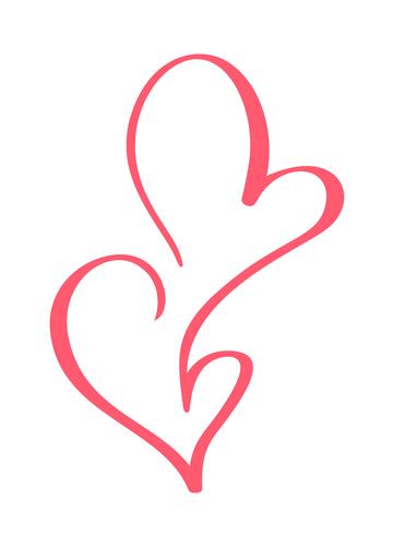 Vector dia dos namorados mão desenhada elementos de coração de Design caligráfico. Decoração de estilo de casamento para web, casamento e impressão. Isolado no fundo branco caligrafia e lettering ilustração