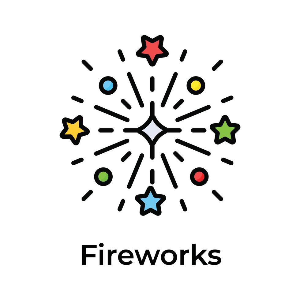 design vetorial de celebração de fogos de artifício, estilo moderno vetor