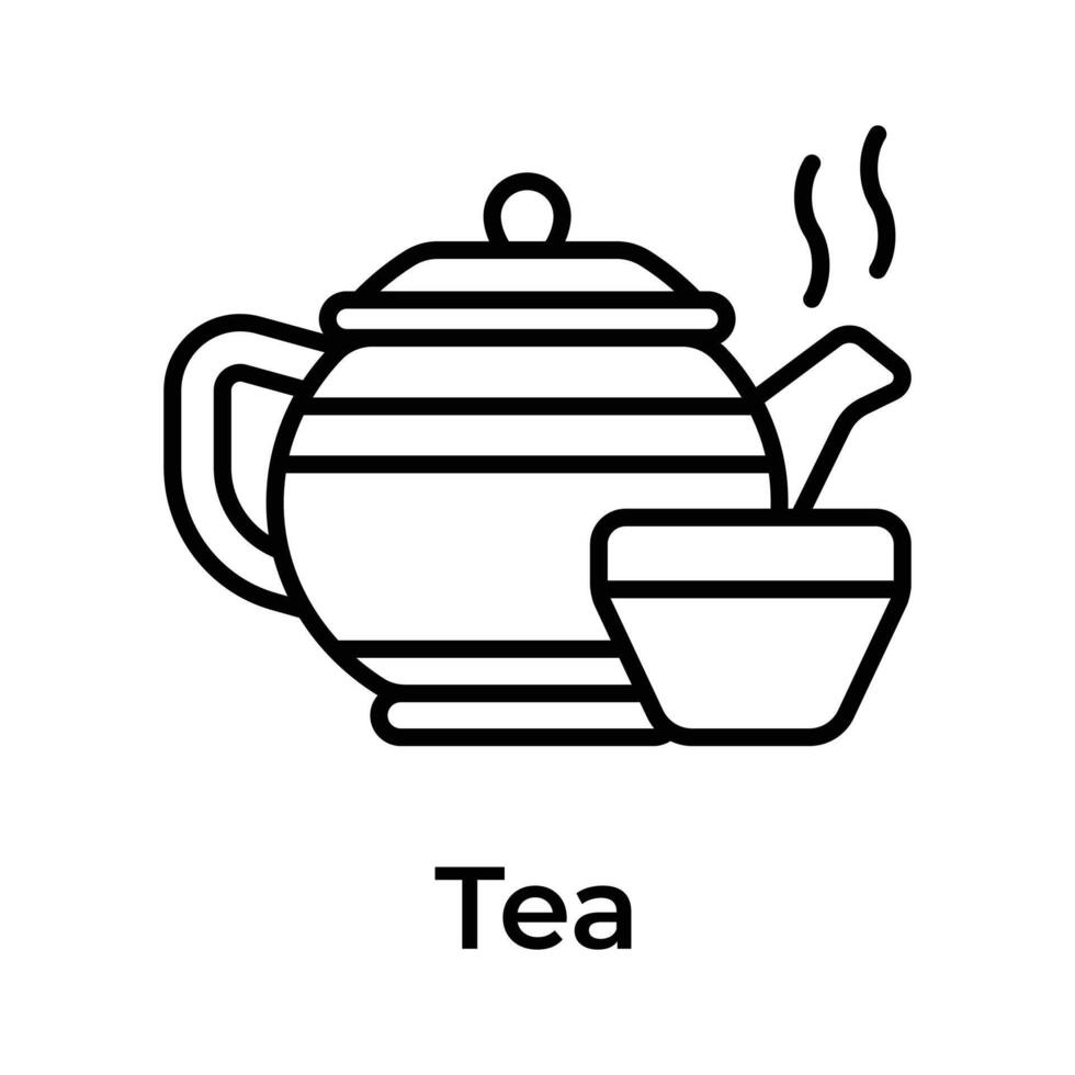 belas projetado ícone do chinês cultural bule de chá, na moda editável vetor