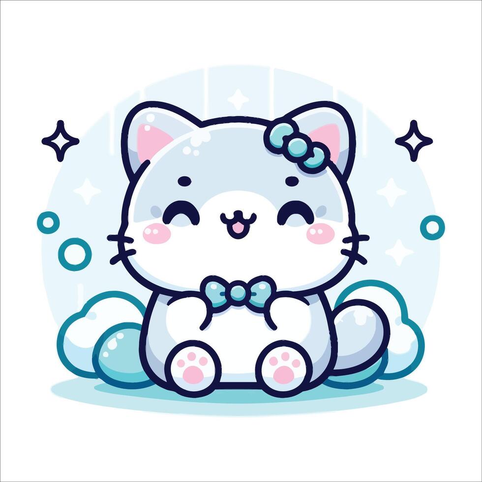 fofa gatos kawaii estilo ilustração vetor