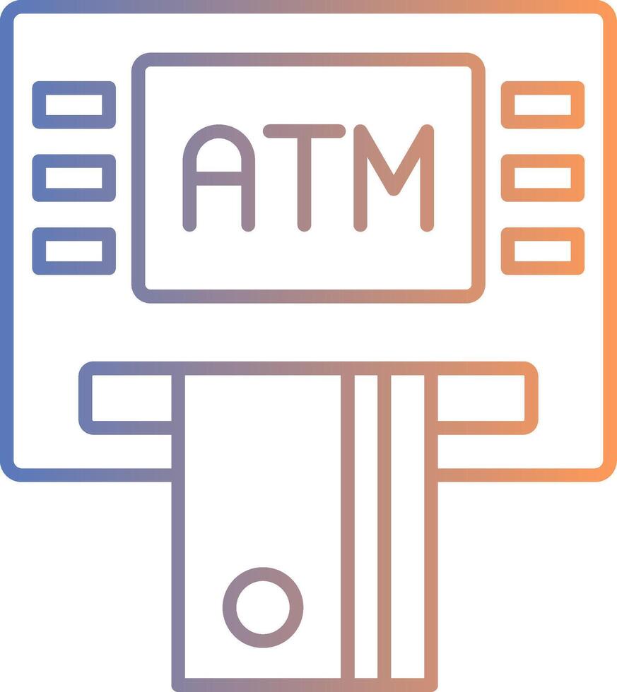 atm máquina linha gradiente ícone vetor