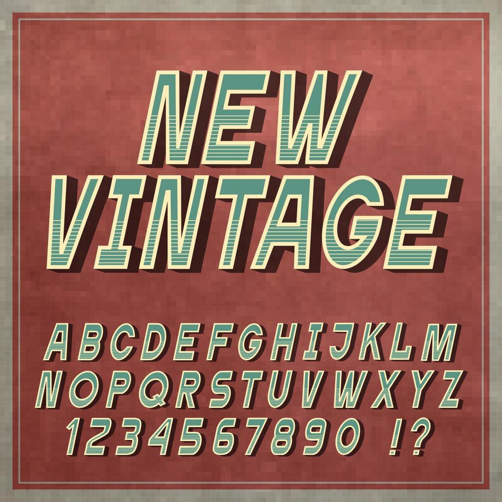 fonte vintage, letras e números em estilo retro vetor