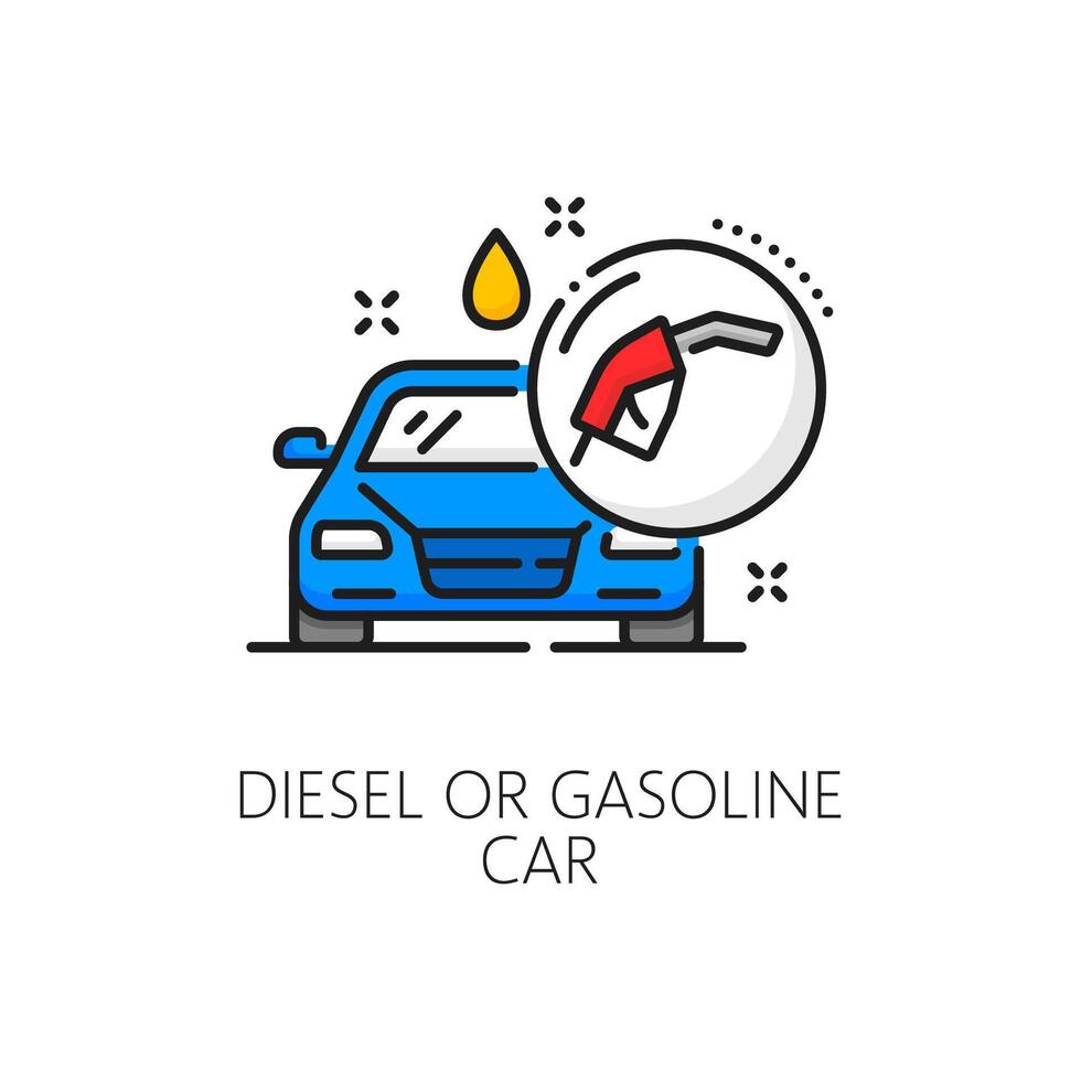 diesel ou Gasolina carro concessionária fino linha ícone vetor