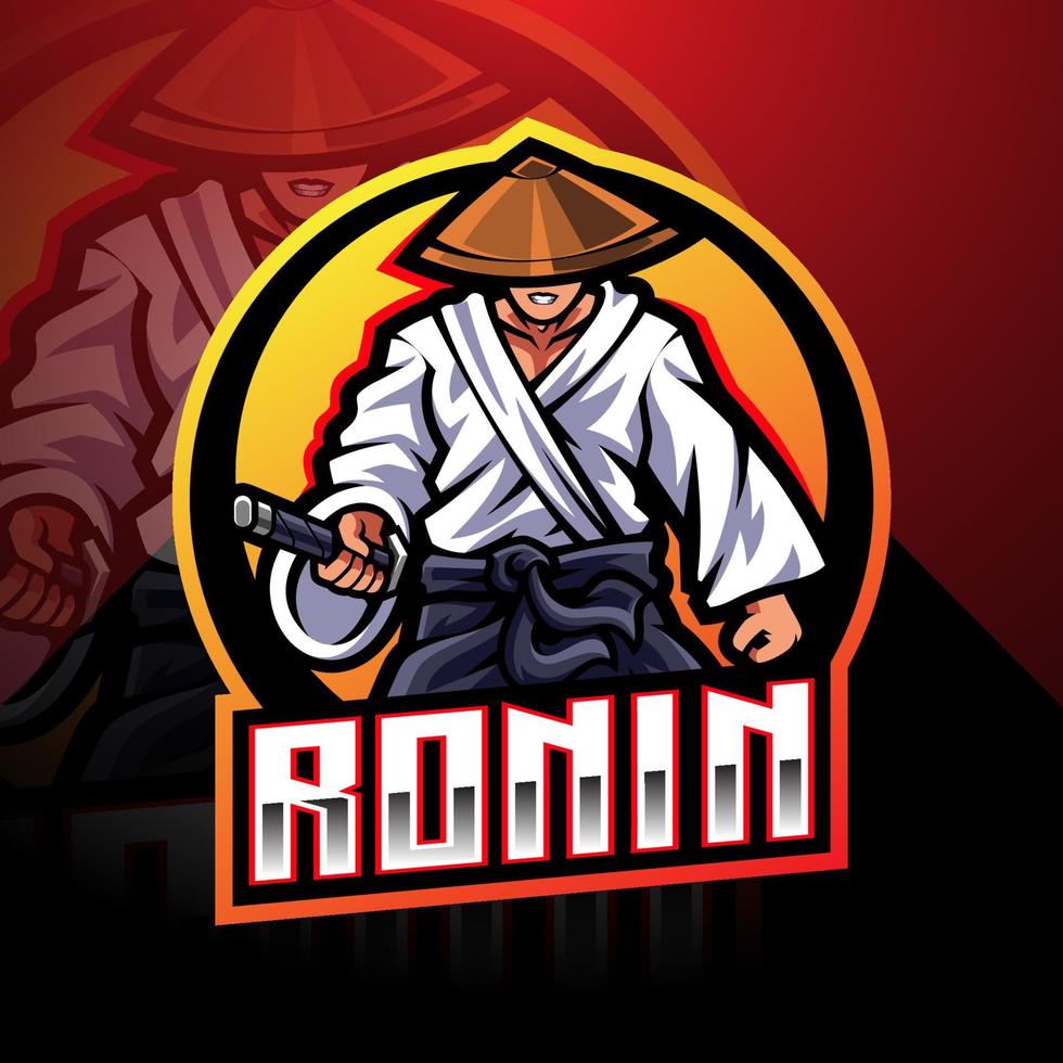 design do logotipo do mascote ronin esport vetor