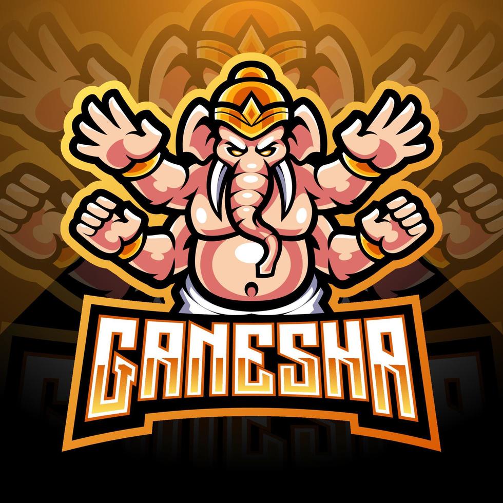 design do logotipo do mascote ganesha esport vetor