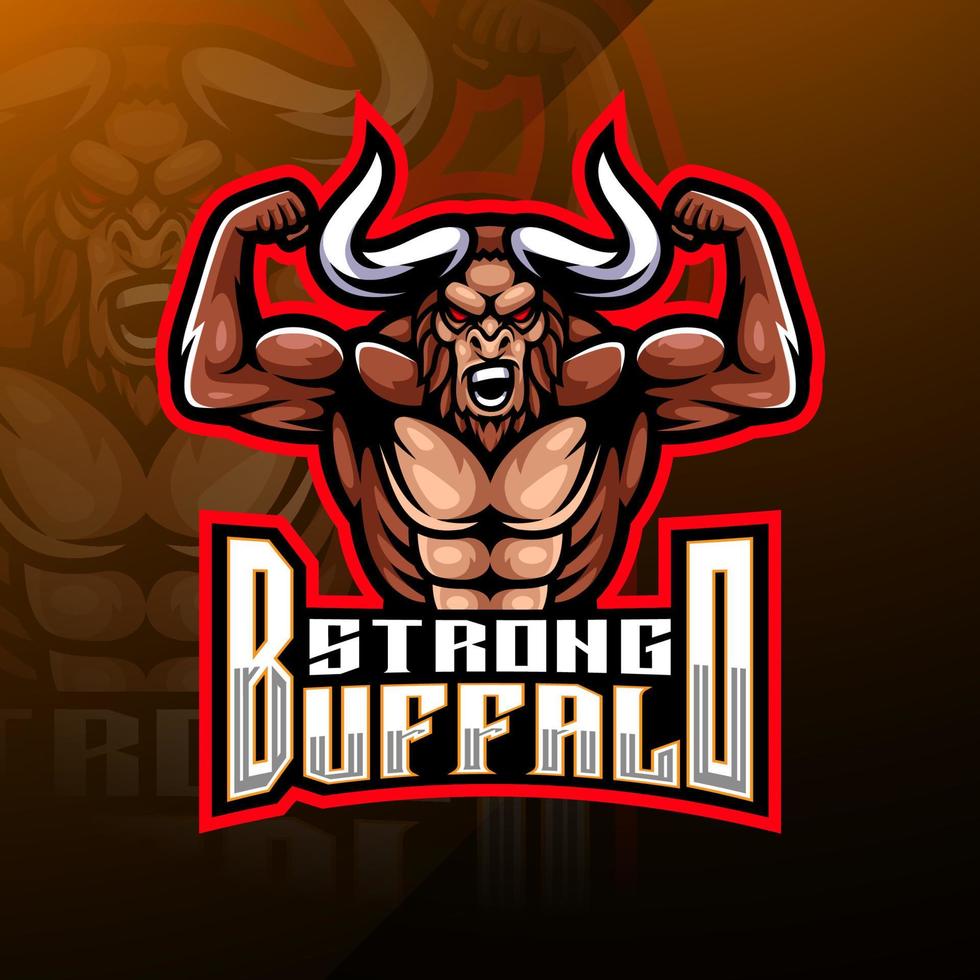 logotipo do mascote king buffalo esport vetor