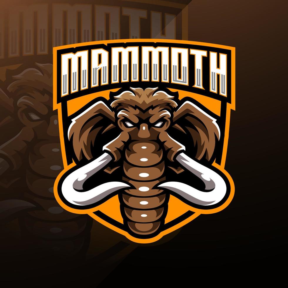 design do logotipo do mascote esportivo da cabeça de mamute vetor