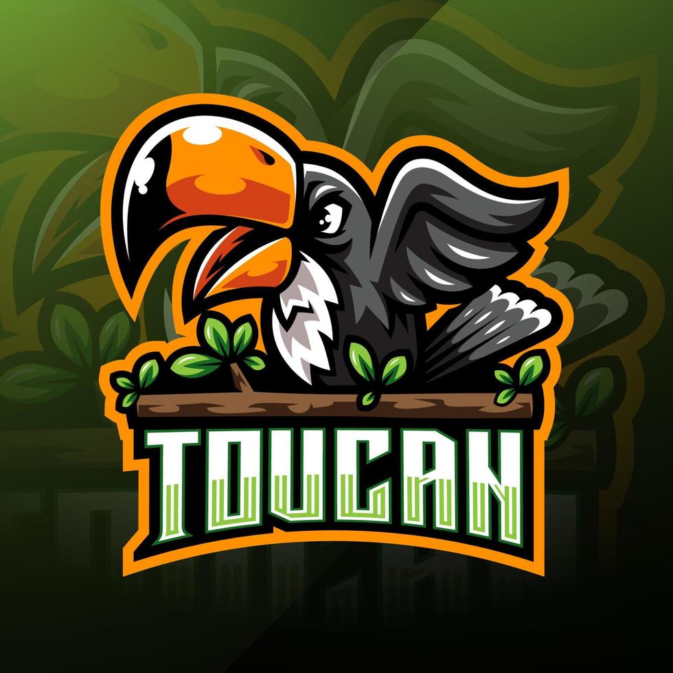 Design do logotipo do mascote taucan esport vetor