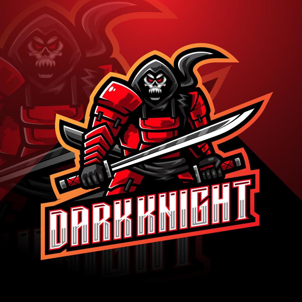 Design do logotipo do mascote do dark knight esport vetor